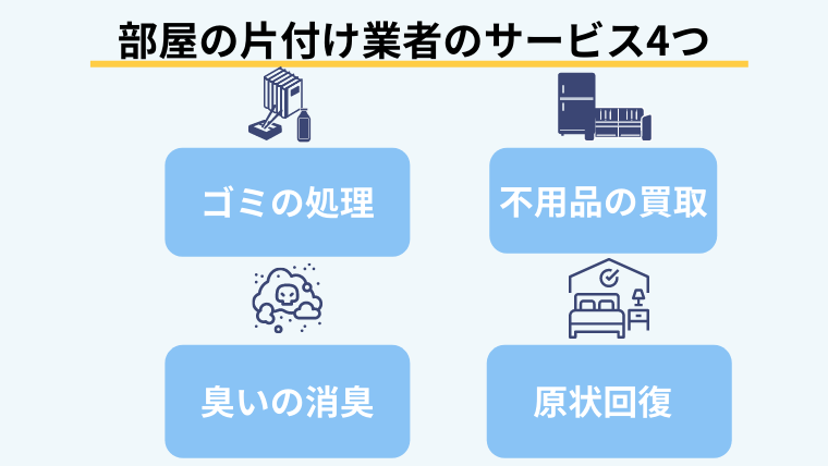 部屋の片付け業者のサービス4つ