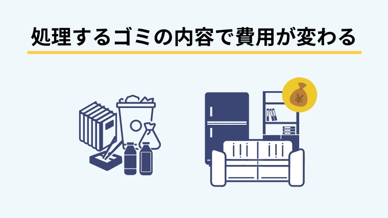処理するゴミの内容で費用が変わる